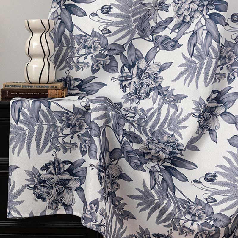 Vorhang im Landhausstil mit Blumen- und Blättermuster - Dunkelgrau - 132cm x 274cm - image 4