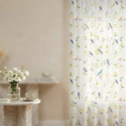 Vorhang im Landhausstil mit Vogel- und Blättermotiv - image 6