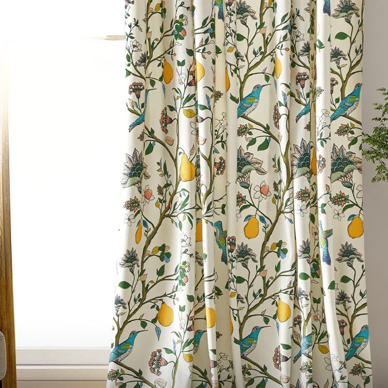 Vintage-Gardine im Landhausstil mit Vogel- und Blumenmotiven - image 4