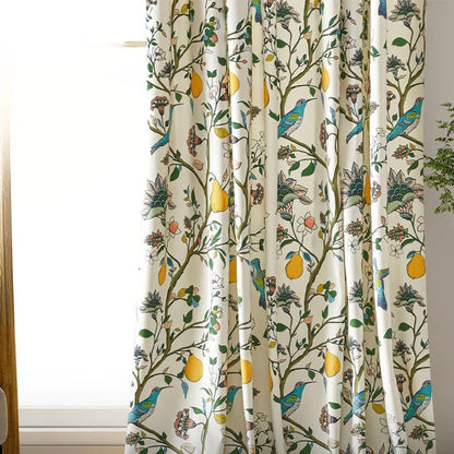 Vintage-Gardine im Landhausstil mit Vogel- und Blumenmotiven - image 4