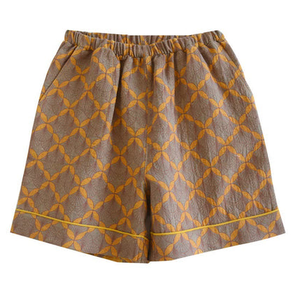 Gelbe karierte Pyjama-Shorts aus Baumwollgaze - image 9