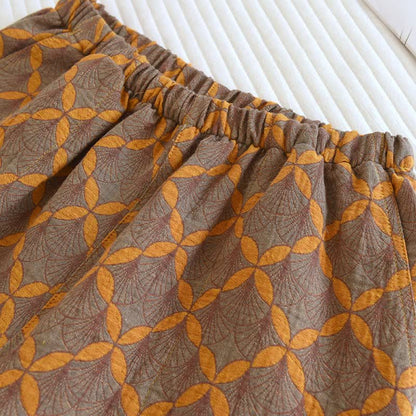 Gelbe karierte Pyjama-Shorts aus Baumwollgaze - image 3