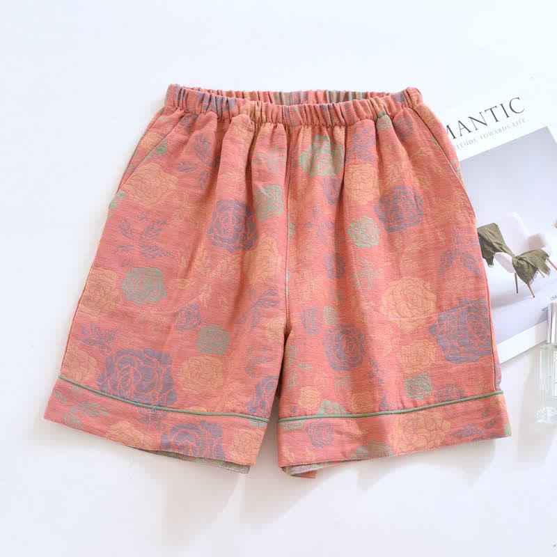 Romantische rosafarbene Pyjama-Shorts aus Baumwollgaze - Rosa - 2 Stück - XL - image 0