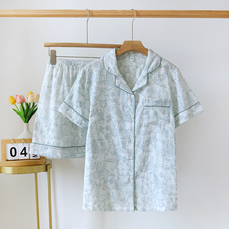 Refresh Bunny Forest Baumwollgaze-Pyjama - Grün - XL - image 12
