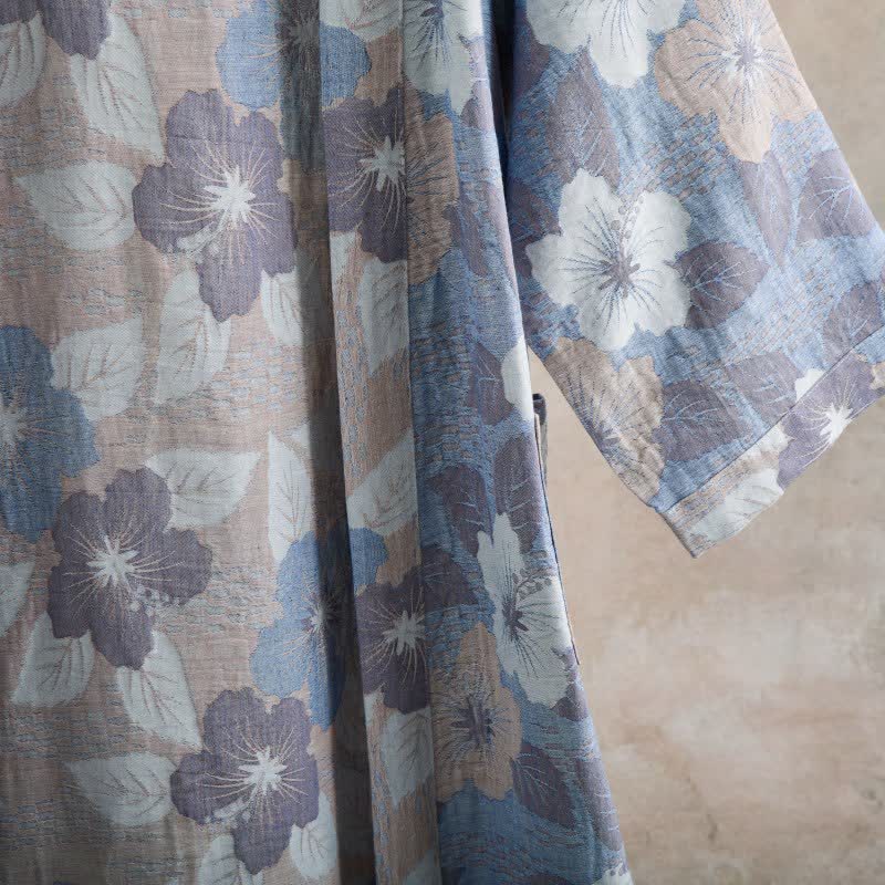 Kimono-Bademantel aus Baumwollgaze mit Kirschblütenmuster - image 5