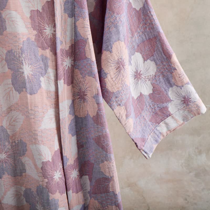 Kimono-Bademantel aus Baumwollgaze mit Kirschblütenmuster - image 14