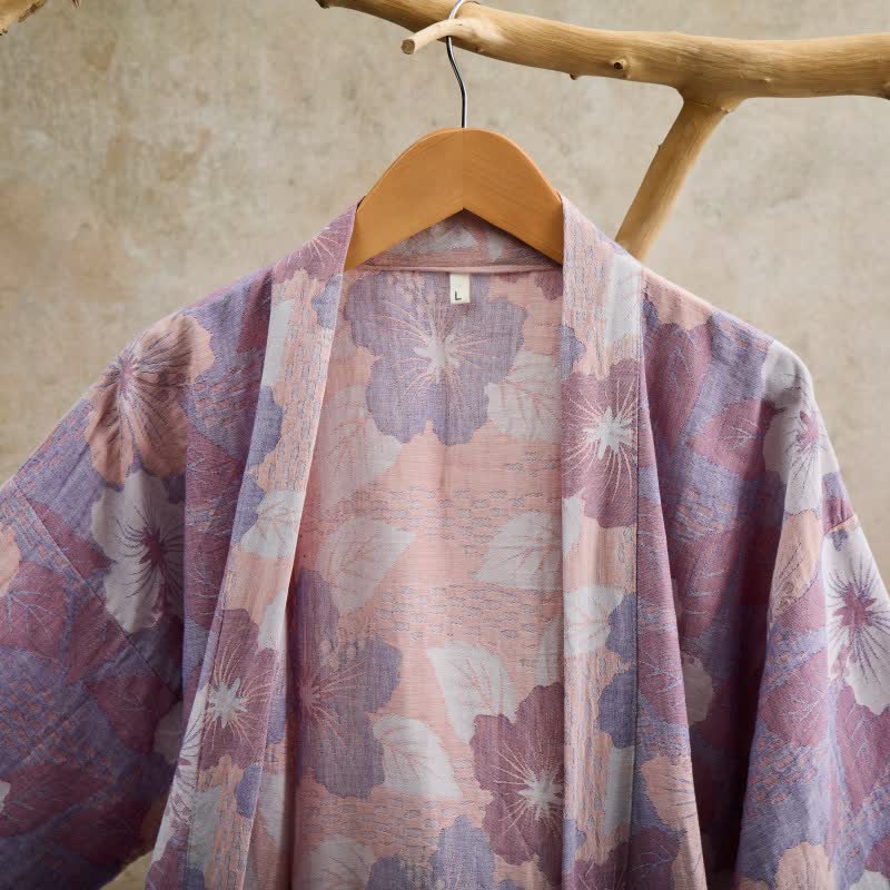 Kimono-Bademantel aus Baumwollgaze mit Kirschblütenmuster - image 11