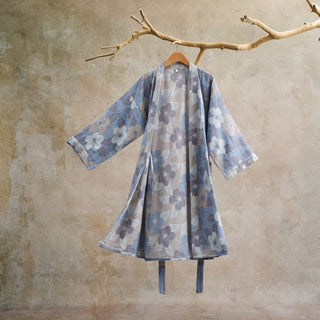 Kimono-Bademantel aus Baumwollgaze mit Kirschblütenmuster - Grau - L - image 0