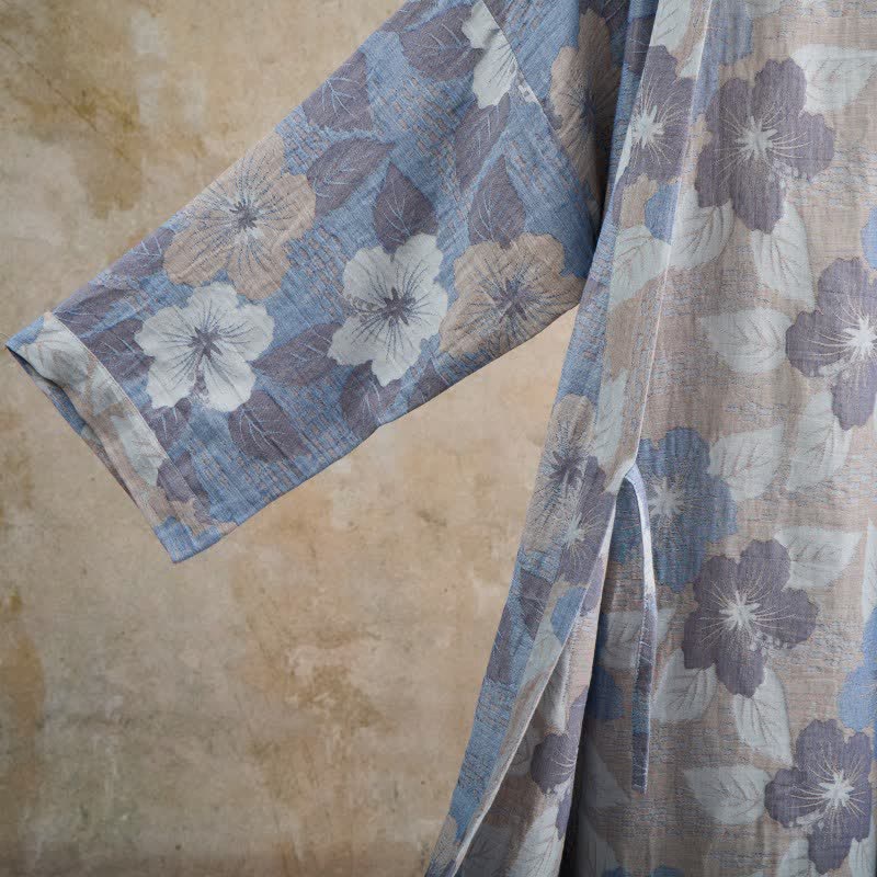 Kimono-Bademantel aus Baumwollgaze mit Kirschblütenmuster - image 4