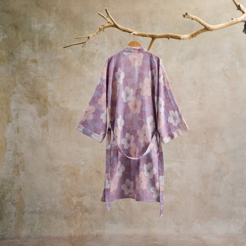 Kimono-Bademantel aus Baumwollgaze mit Kirschblütenmuster - image 10