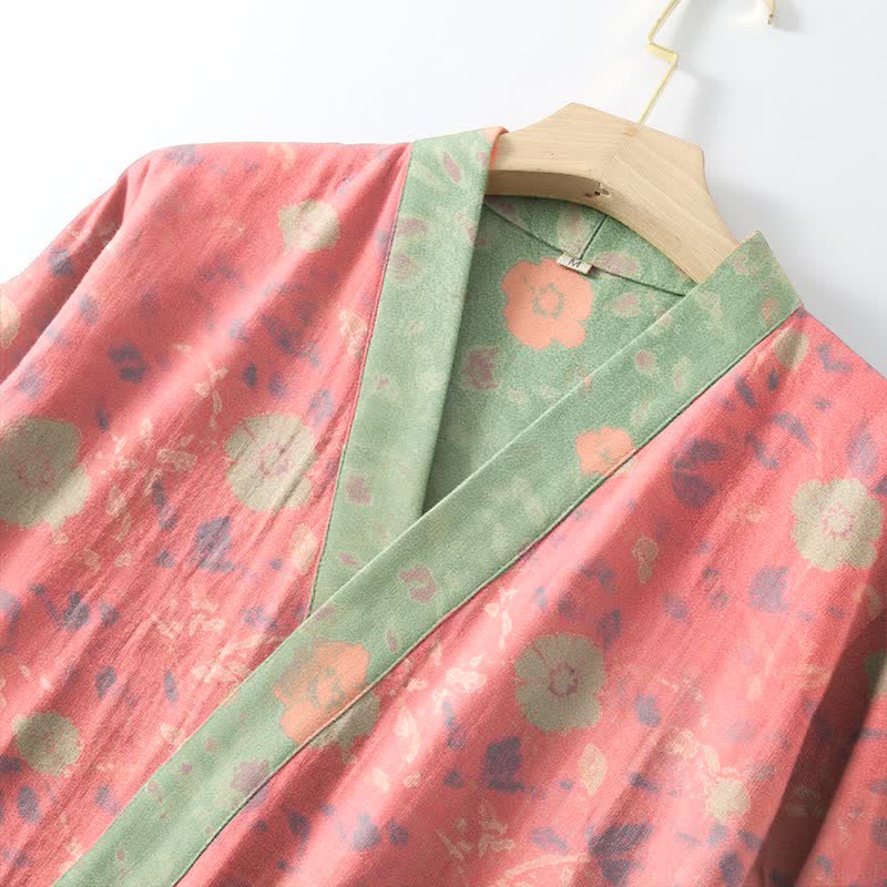 Kimono-Bademantel aus doppellagigem Baumwollgewebe mit Blumenmuster - image 4