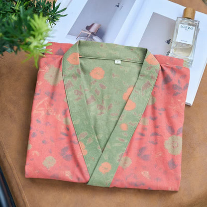 Kimono-Bademantel aus doppellagigem Baumwollgewebe mit Blumenmuster - image 3