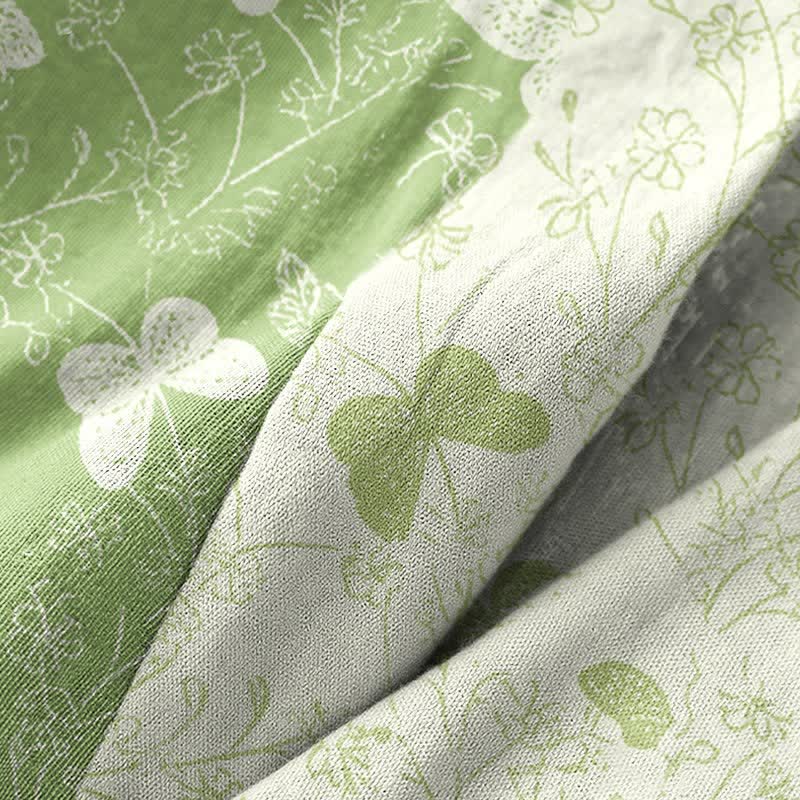 Kimono-Bademantel aus doppellagigem Baumwollgewebe mit grünem Schmetterlingsmuster - image 6
