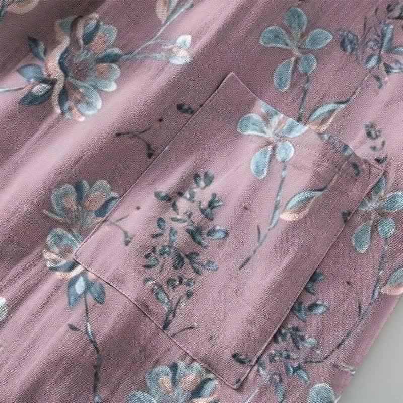 Kimono-Bademantel aus doppellagigem Baumwollgewebe mit blühendem Blumenmuster - image 5