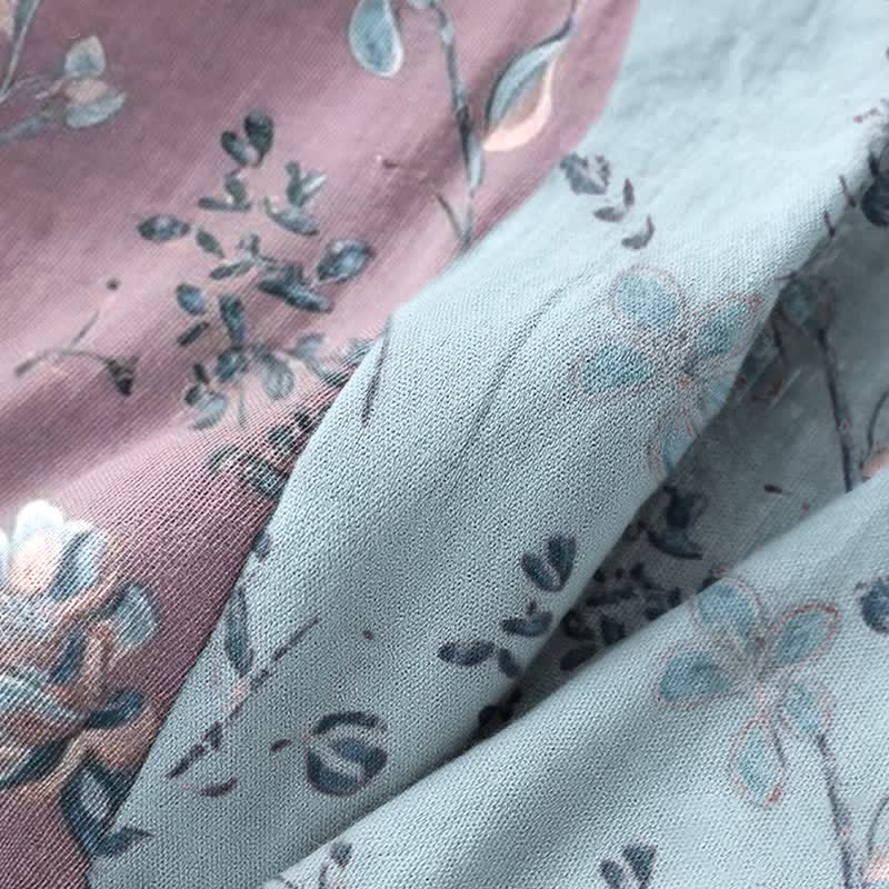Kimono-Bademantel aus doppellagigem Baumwollgewebe mit blühendem Blumenmuster - image 6