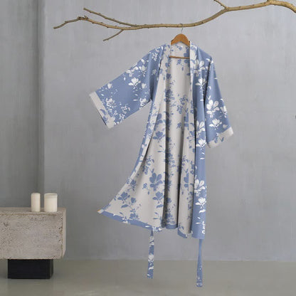 Eleganter Kimono-Bademantel aus doppellagigem Baumwollgewebe mit Blumenmuster - image 6