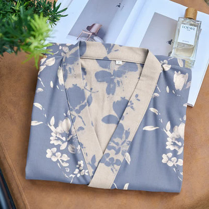 Eleganter Kimono-Bademantel aus doppellagigem Baumwollgewebe mit Blumenmuster - image 8