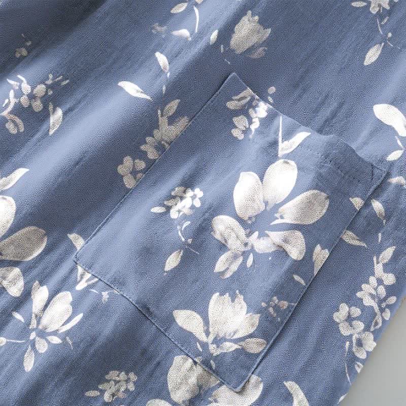 Eleganter Kimono-Bademantel aus doppellagigem Baumwollgewebe mit Blumenmuster - image 10