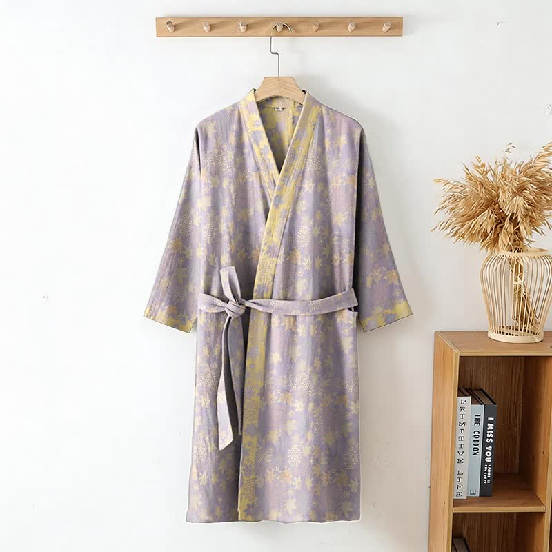 Kimono-Bademantel aus doppellagigem, botanischem Baumwollgewebe - image 2