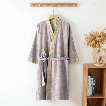 Kimono-Bademantel aus doppellagigem, botanischem Baumwollgewebe - image 2