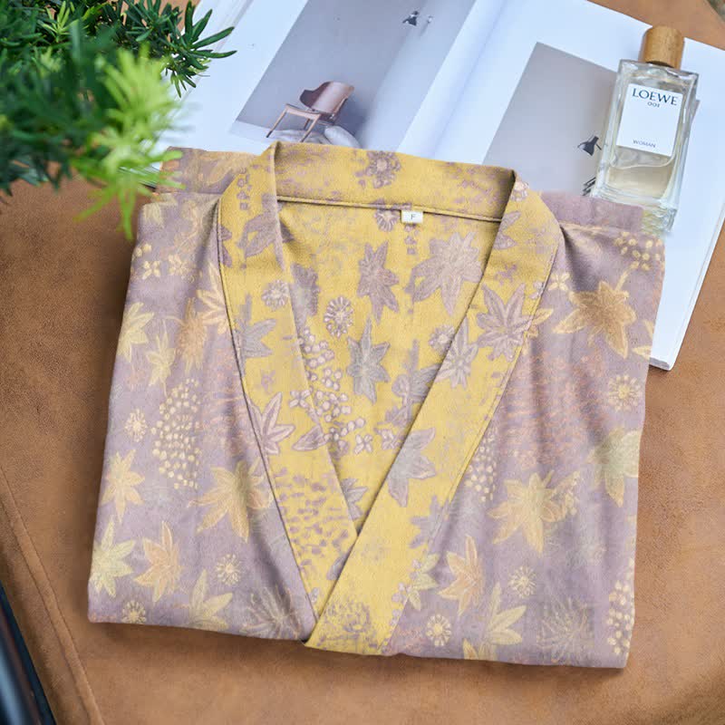 Kimono-Bademantel aus doppellagigem, botanischem Baumwollgewebe - image 3