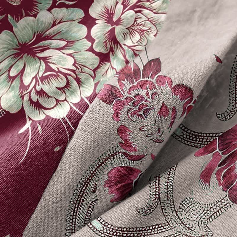 Luxuriöser Kimono-Bademantel aus doppellagigem Baumwollgaze mit Pfingstrosenmuster - image 6