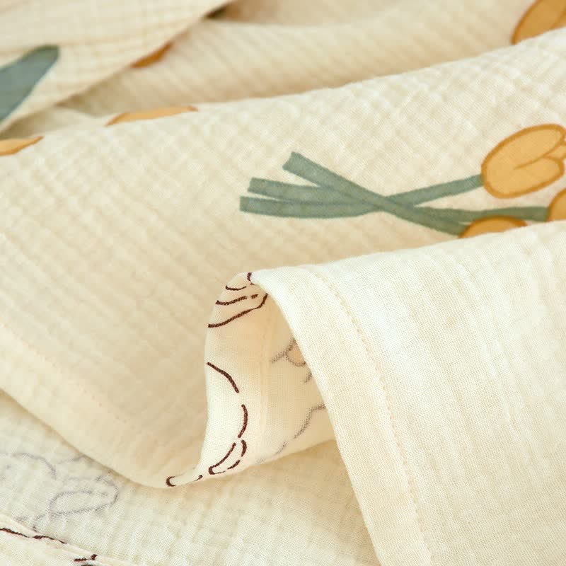 Tulpen- und Hasen-Pyjama-Set aus Baumwollgaze - image 14