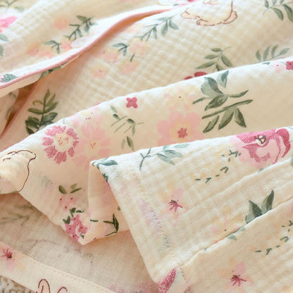 Pyjamaoberteil aus Baumwollgaze mit Blumen- und Hasenmuster - image 8