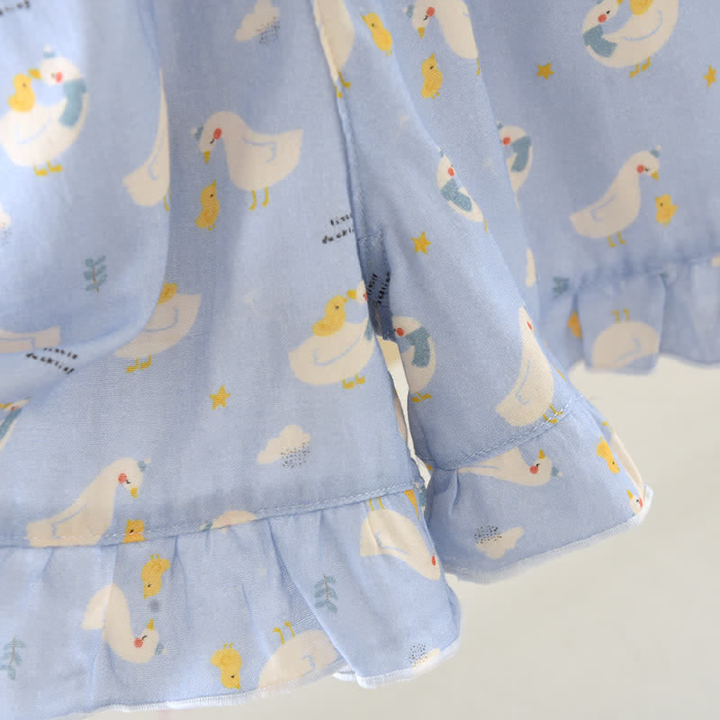 Ärmelloser Pyjama aus blauer Gänsebaumwolle - image 7