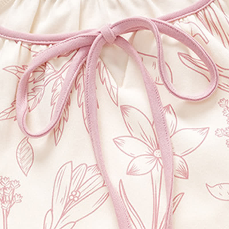 Elegantes Pyjama-Set aus Baumwolle mit Blumenmuster und Rundhalsausschnitt - image 3