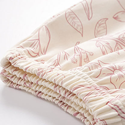 Elegantes Pyjama-Set aus Baumwolle mit Blumenmuster und Rundhalsausschnitt - image 4