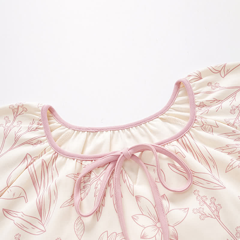 Elegantes Pyjama-Set aus Baumwolle mit Blumenmuster und Rundhalsausschnitt - image 2