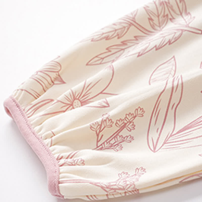 Elegantes Pyjama-Set aus Baumwolle mit Blumenmuster und Rundhalsausschnitt - image 5