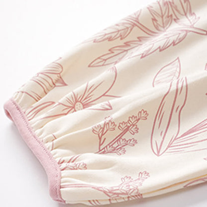 Elegantes Pyjama-Set aus Baumwolle mit Blumenmuster und Rundhalsausschnitt - image 5