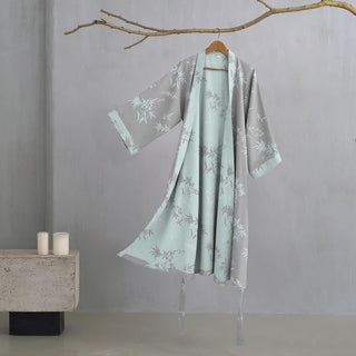 Eleganter Bademantel aus Bambus-Baumwolle (Doppelgaze) - Grau - XL - image 0