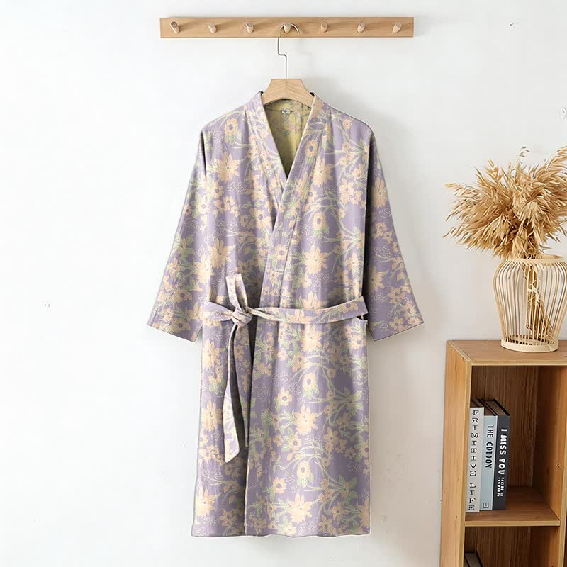 Vintage-Bademantel aus rustikalem Baumwolljacquard mit Blumenmuster - image 16
