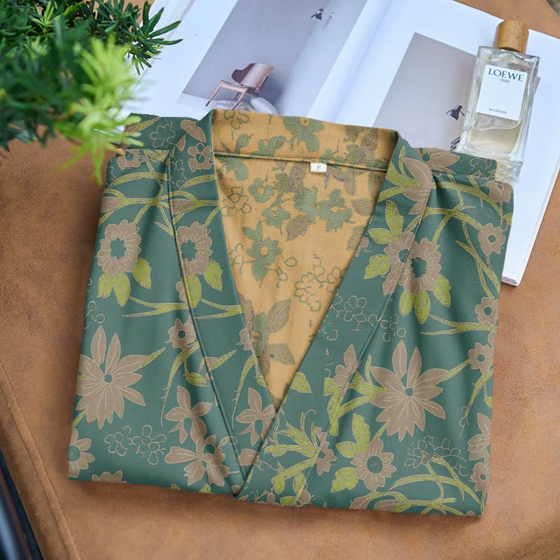 Vintage-Bademantel aus rustikalem Baumwolljacquard mit Blumenmuster - image 10