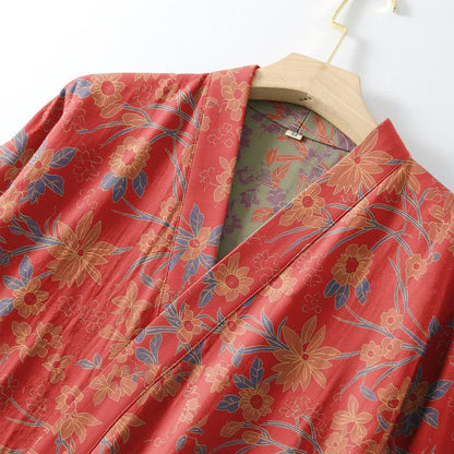 Vintage-Bademantel aus rustikalem Baumwolljacquard mit Blumenmuster - image 4