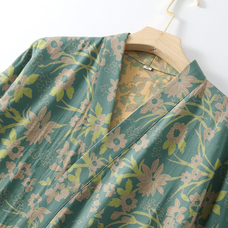 Vintage-Bademantel aus rustikalem Baumwolljacquard mit Blumenmuster - image 11