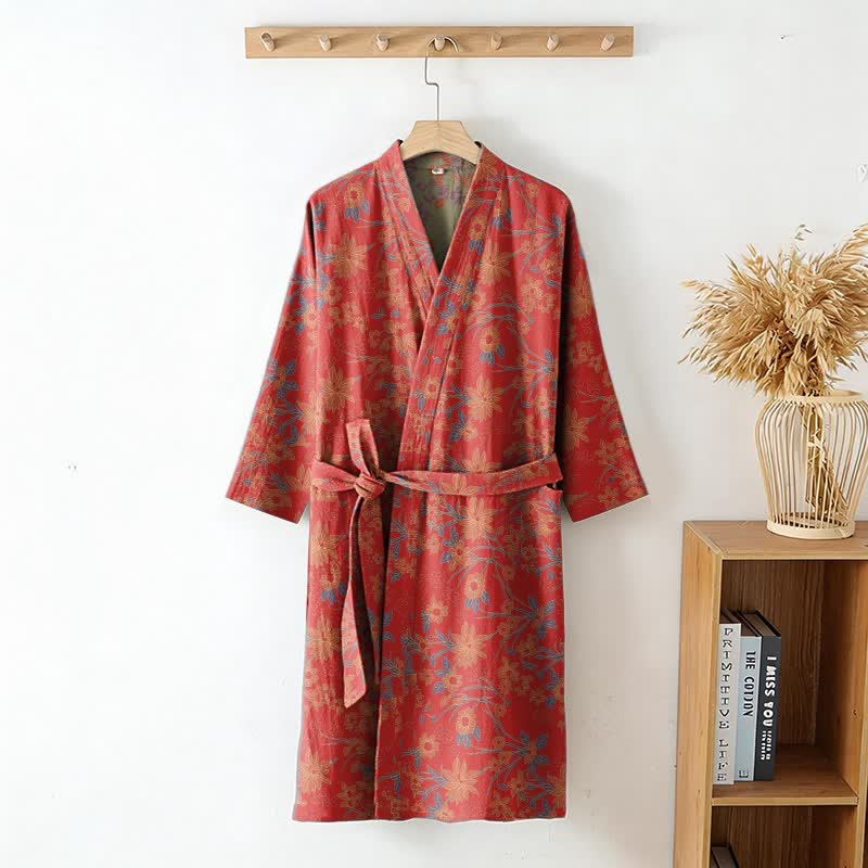 Vintage-Bademantel aus rustikalem Baumwolljacquard mit Blumenmuster - image 2