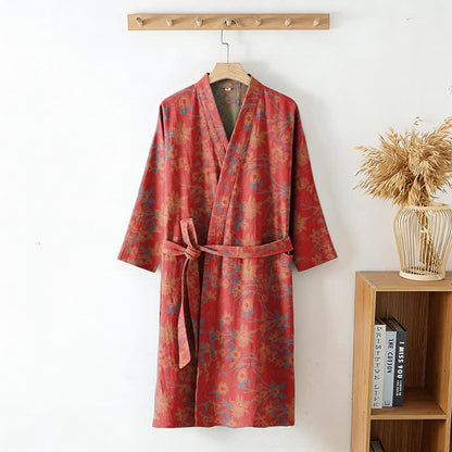 Vintage-Bademantel aus rustikalem Baumwolljacquard mit Blumenmuster - image 2