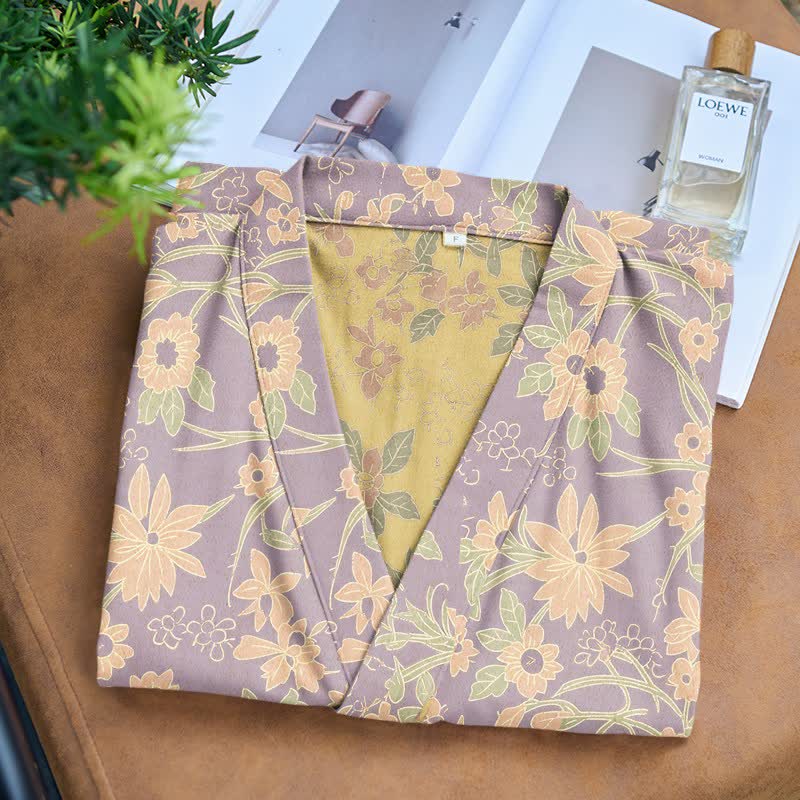 Vintage-Bademantel aus rustikalem Baumwolljacquard mit Blumenmuster - image 17