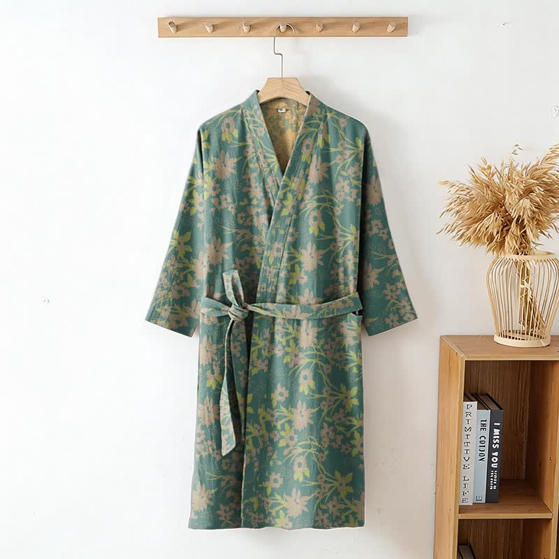 Vintage-Bademantel aus rustikalem Baumwolljacquard mit Blumenmuster - image 9