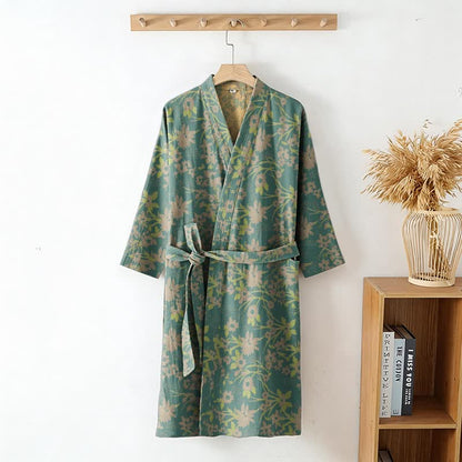 Vintage-Bademantel aus rustikalem Baumwolljacquard mit Blumenmuster - image 9
