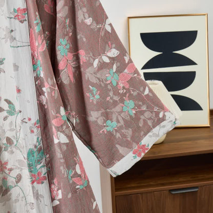 Kimono-Bademantel aus Baumwollgaze mit Vintage-Blumenmuster - image 4