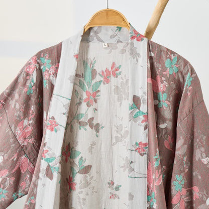 Kimono-Bademantel aus Baumwollgaze mit Vintage-Blumenmuster - image 2