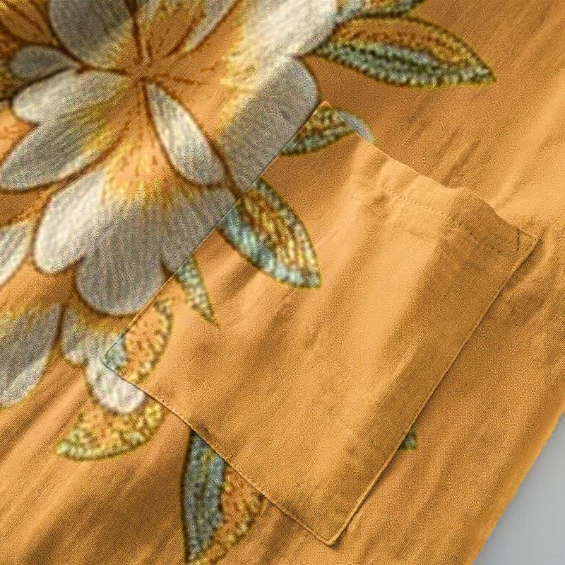 Kimono-Bademantel aus Baumwollgaze mit gelber Pfingstrose - image 13