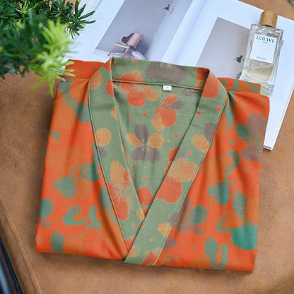 Kimono-Bademantel aus künstlerisch geblümtem Baumwollgaze - image 3