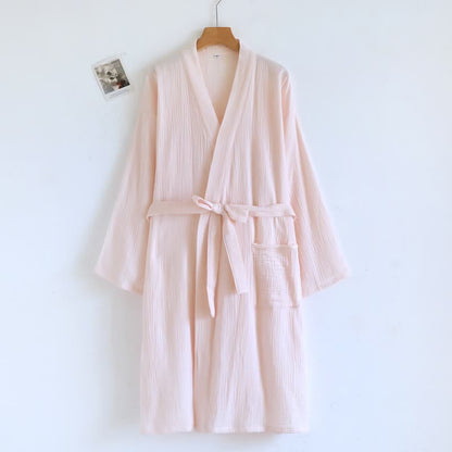 Minimalistischer Baumwollbademantel für Sie und Ihn - Frauen: Rosa - L - image 4