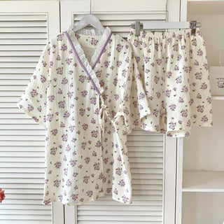 Frisches florales Kimono-Baumwollpyjama-Set - image 0